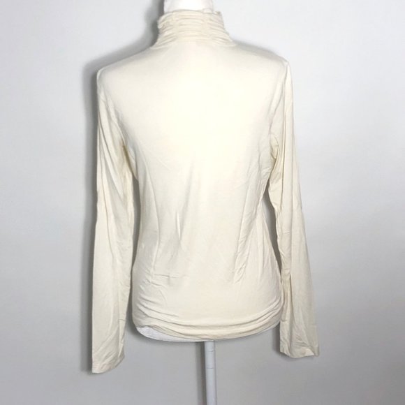 Lea & Nicole Ruched Mock Neck Blouse | Cream Ivory - Picture 4 of 5
